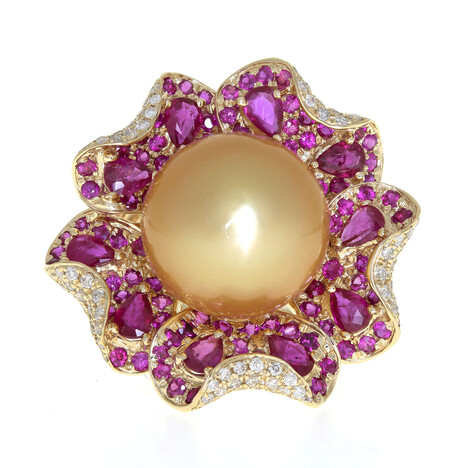 Gouden ring met een gouden zuidzee parel (CIRARI)