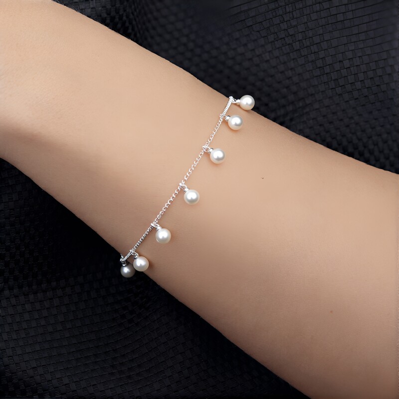 Bracelet en argent et Perle blanche de culture d'eau douce
