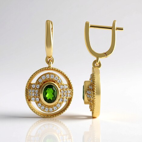 Orecchini in argento con Diopside Russo