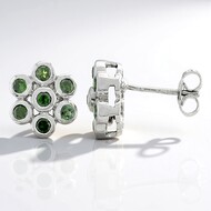 Zilveren oorbellen met Fancy diamanten