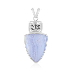 Pendentif en argent et Agate zonée bleue (Bali Barong)