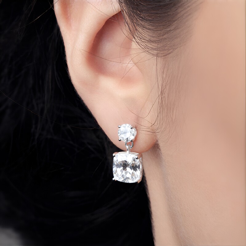 Pendientes en plata con Topacio blanco
