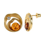 Zilveren oorbellen met cognac Baltische barnstenen (dagen)