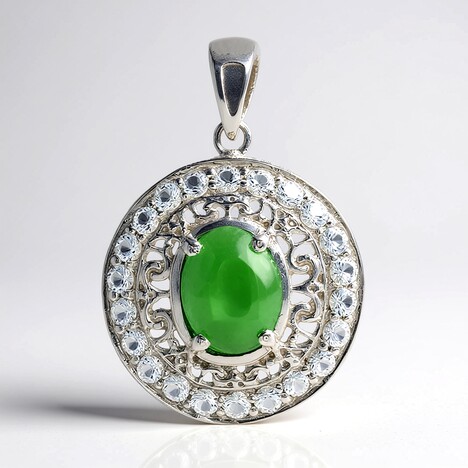 Ciondolo in argento con Crisoprasio Imperiale