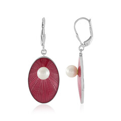 Boucles d'oreilles en argent et Perle blanche de culture d'eau douce (Adela Silber)