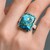 Blauer Mohave-Kupfer-Türkis-Silberring (Faszination Türkis)