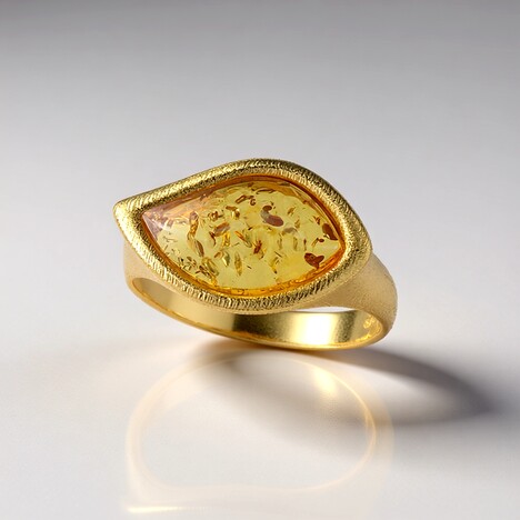Anello in argento con Ambra Baltica Cognac (dagen)