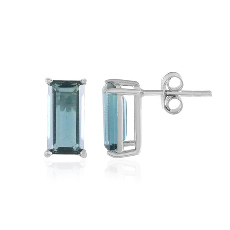 Petrolfarbener Fluorit-Silberohrringe