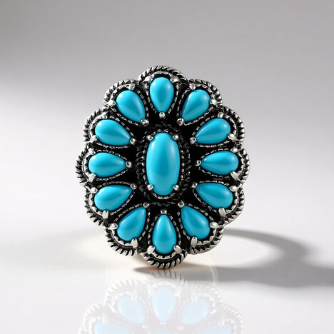 Anello in argento con Turchese Sleeping Beauty (Desert Chic)