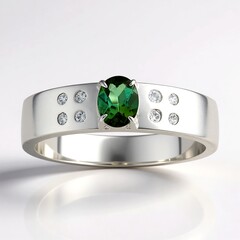 Anello in argento con Tormalina Verde di Benedito