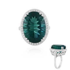 Bague en argent et Fluorite bleu pétrole