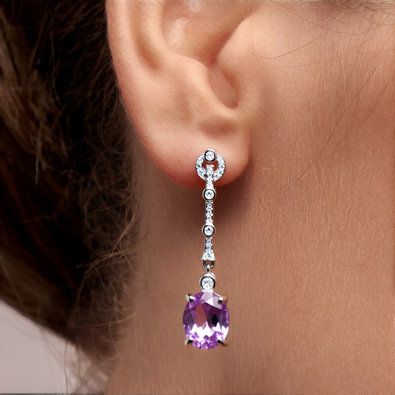 Boucles d'oreilles en argent et Améthyste