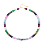 Zilveren halsketting met lelie kwartskristallen