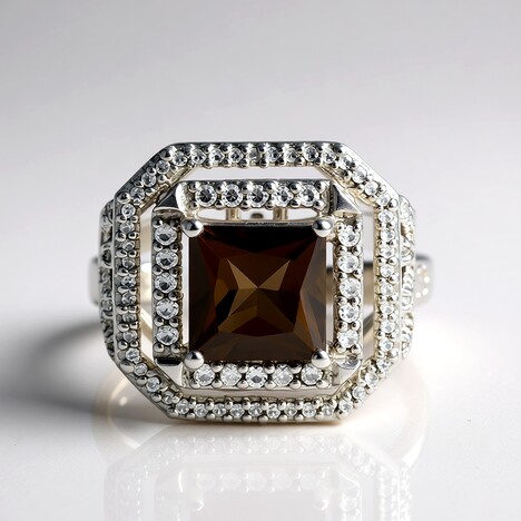 Anello in argento con Quarzo Fumè