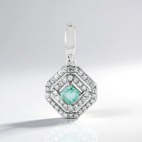 Pendentif en argent et Émeraude de couleur Paraiba