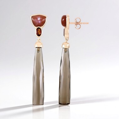 Pendientes en plata con Cuarzo ahumado (KM by Juwelo)