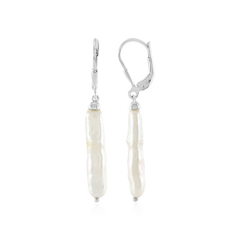 White Freshwater Pearl Silver Earrings