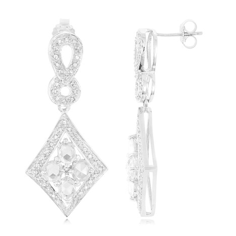 Weißer Saphir-Silberohrringe