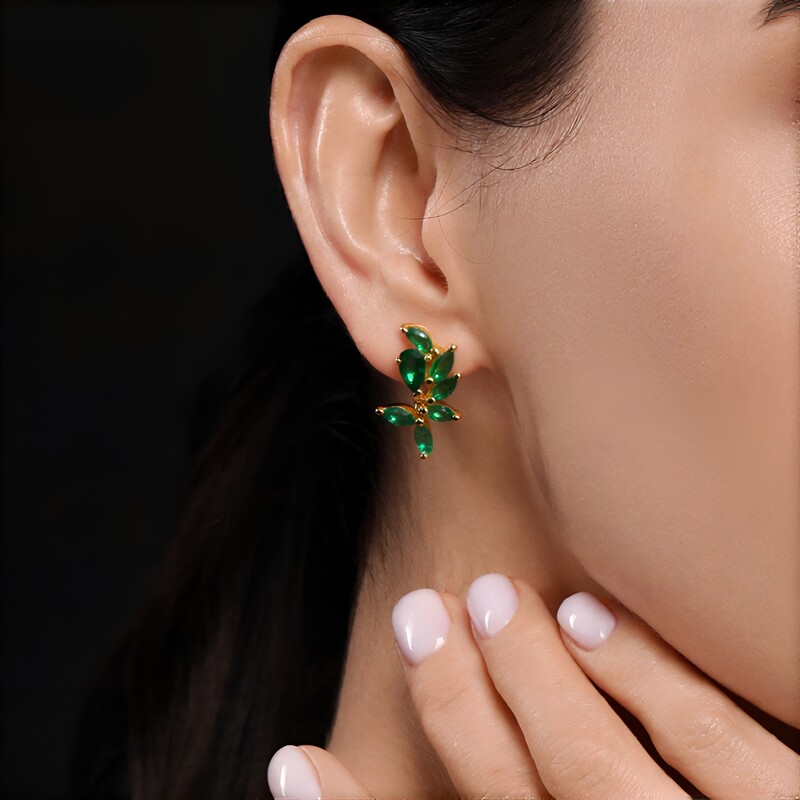 Zambian Emerald Silver Earrings