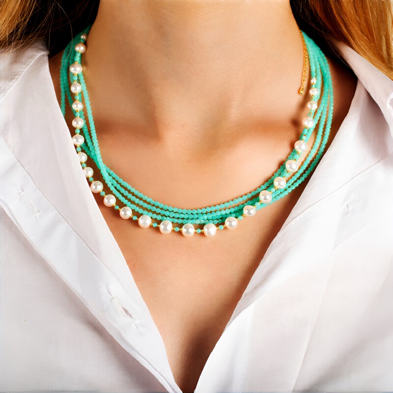 Collar en plata con Amazonita (Riya)