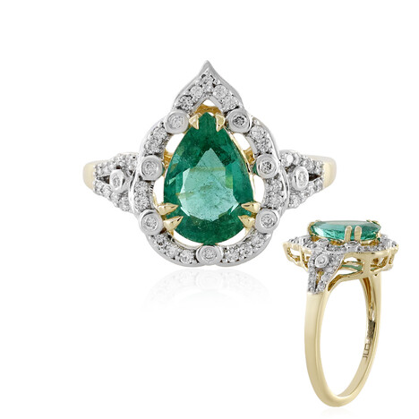 Gouden ring met een AAA Zambia smaragd (D'vyere)