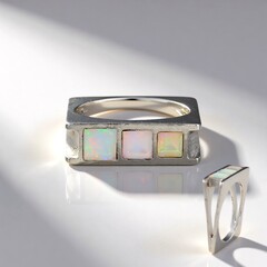 Anello in argento con Opale di Welo (MONOSONO COLLECTION)