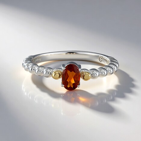 Anello in argento con Citrino Madeira (Granulieren)