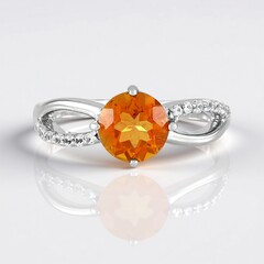 Bague en argent et quarz orange