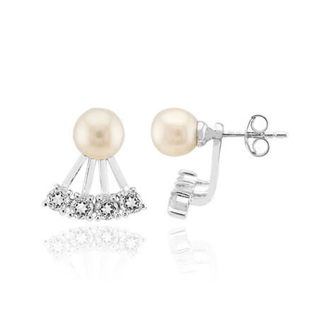 White Freshwater Pearl Silver Earrings