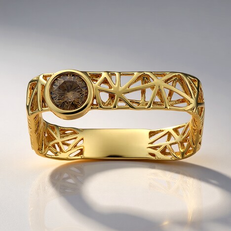Anello in oro con Diamante Champagne I2 (Ornaments by de Melo)