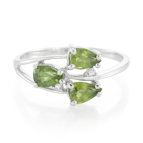 Anello in argento con Zaffiro Verde AAA