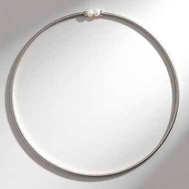 Collana rigida in argento con Perla d'Acqua Dolce Bianca (SUHANA)