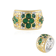 Zilveren ring met Zambia-smaragdstenen