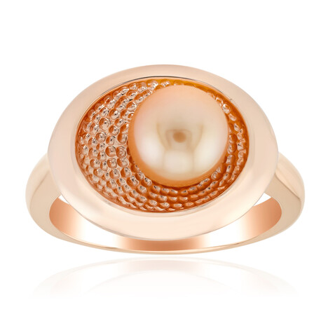 Anello in argento con Perla Ming color Pesca (TPC)