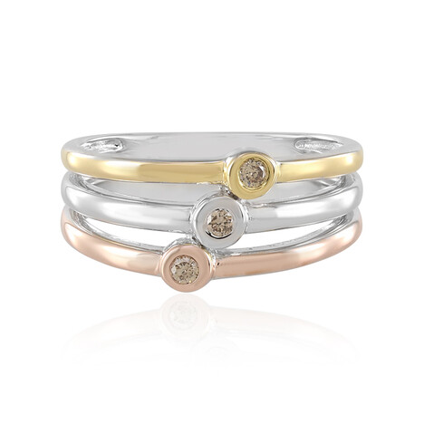 I3 Champagner-Brillant-Silberring