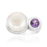 Bague en argent et Perle blanche de culture d'eau douce (Michelle Albala)