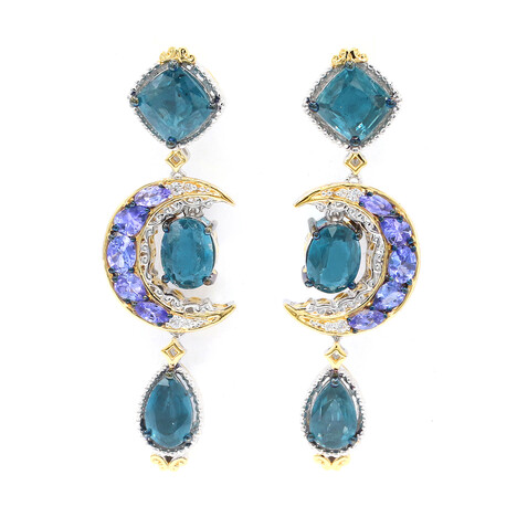 Teal Kyanite Silver Earrings (Gems en Vogue)