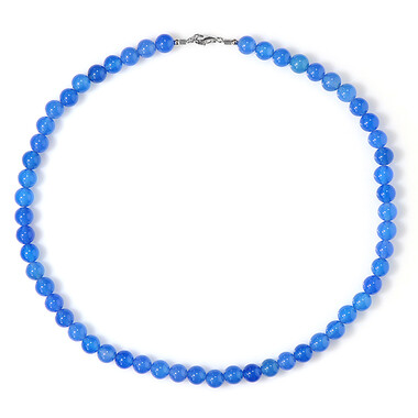 Blauer Achat-Silberhalskette