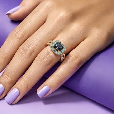 Anillo en oro con Topacio azul de Londres (de Melo Gold)