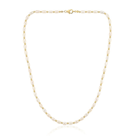 Zilveren halsketting met Witte zoetwater kweekparels