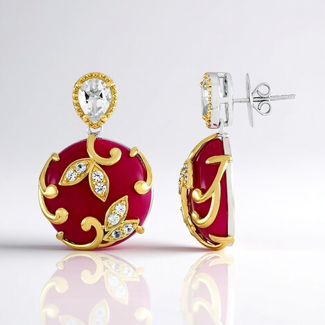 Orecchini in argento con Calcedonio Lampone (Dallas Prince Designs)