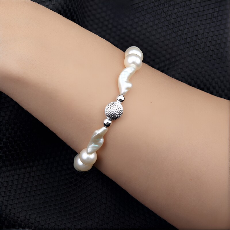 Keshi-Perlen-Silberarmband (TPC)