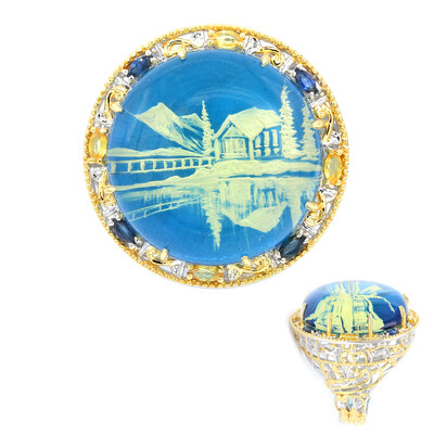 Zilveren ring met een Blauwe Barnsteen (Gems en Vogue)