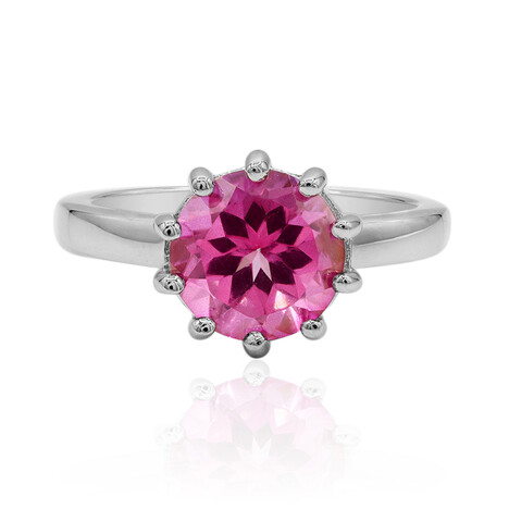 Pinkfarbener Topas-Silberring