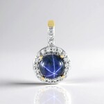 Ciondolo in argento con Zaffiro Stellato Blu