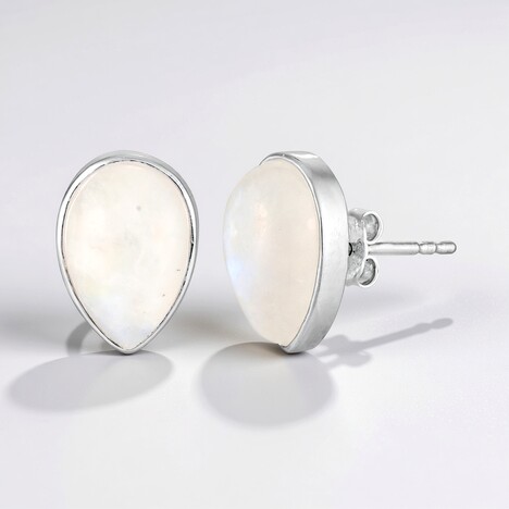 Boucles d'oreilles en argent et Labradorite blanche