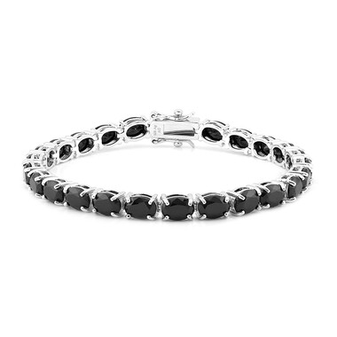Schwarzer Spinell-Silberarmband
