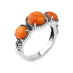 Orange Stachelauster-Silberring (Desert Chic)