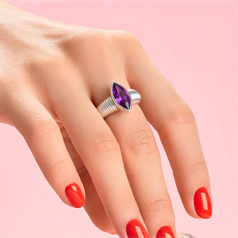 Sibirischer Amethyst-Silberring (de Melo Essence)