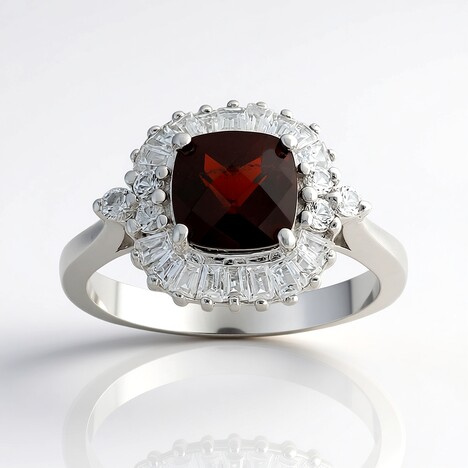 Anello in argento con Granato